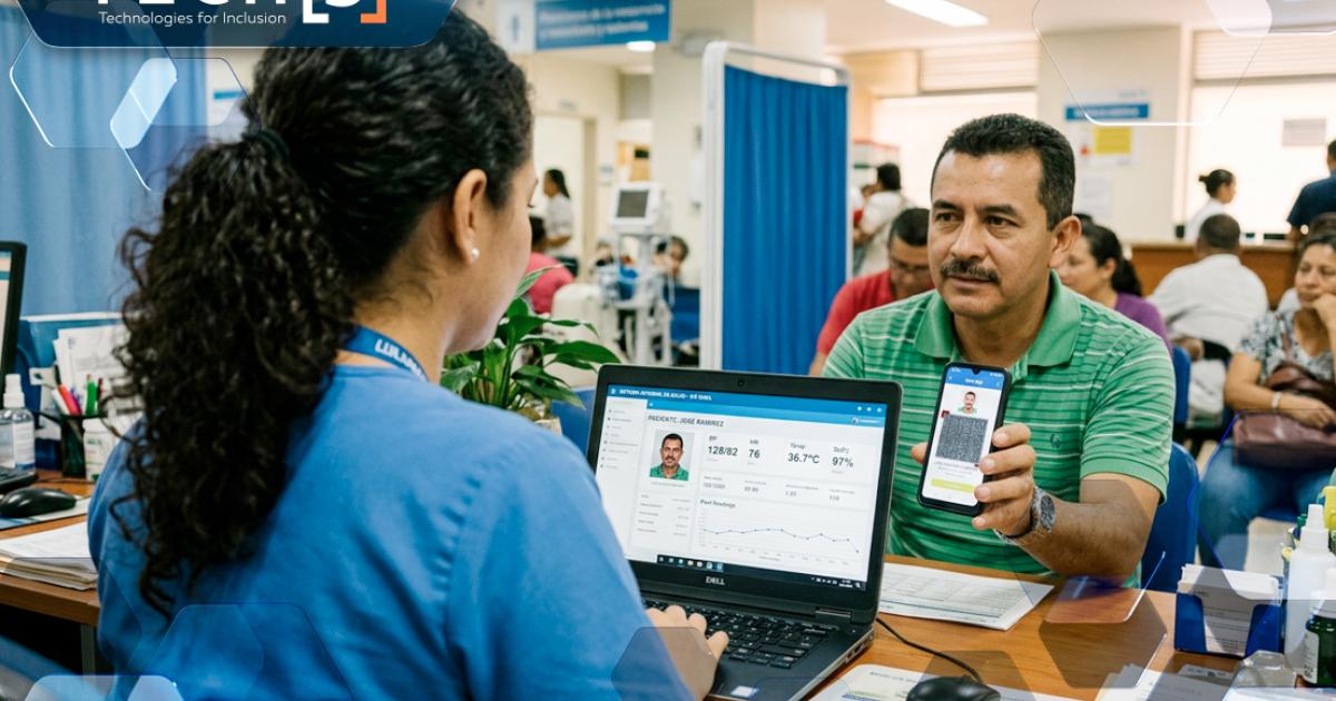 Hombre pagando en caja de supermercado a través de biometria sin contacto