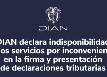 Foto de un mensaje de la Dian con un fondo azul