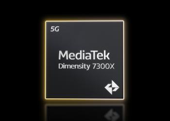 Foto de un chip de MediaTek con fondo negro