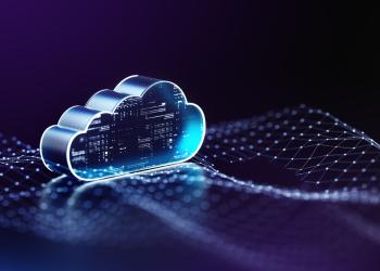 Foto de inteligencia artificial que simula una nube transparente en un fondo azul