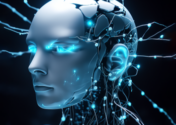 Robot con líneas azules a sus costados