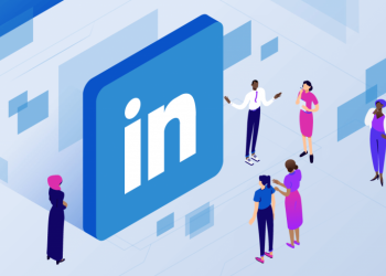 foto del logo de linkedin con animaciones alrededor