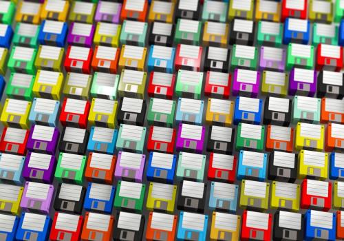 Compilación de varios discos flexibles, de varios colores y tonalidades