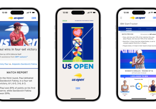 Foto de tres celulares mostrando imagenes de Us Open