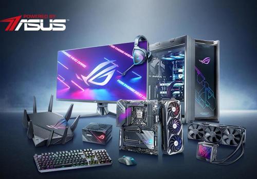 varios equipos de marca asus con un fondo negro