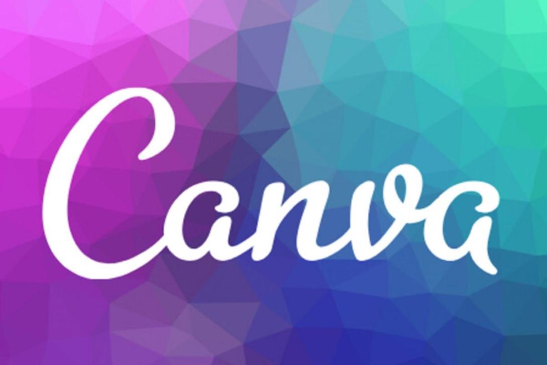 Foto del logo de canva con un fondo azul y morado