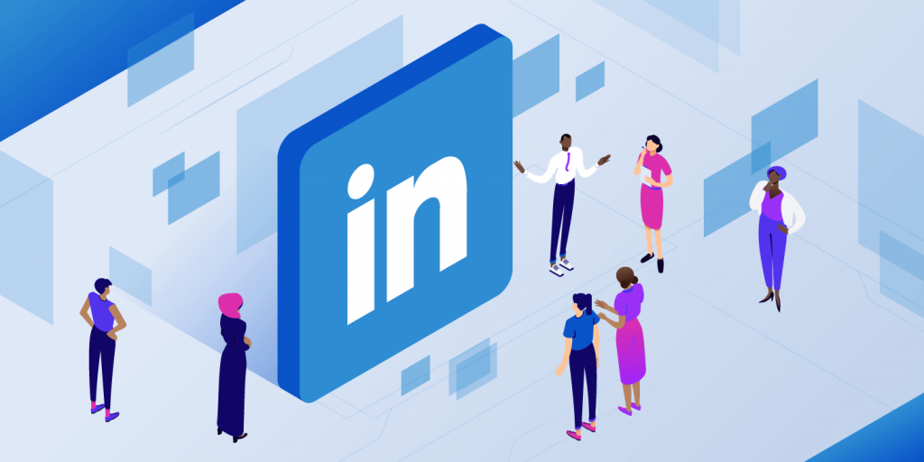 foto del logo de linkedin con animaciones alrededor